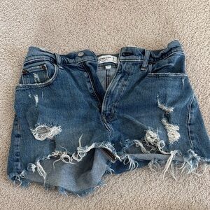 Abercrombie & Fitch Distressed Blue Jean Shorts